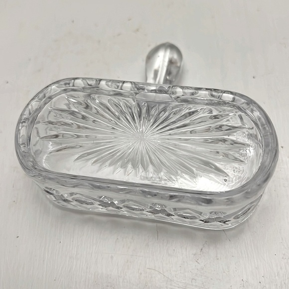 VINTAGE CRYSTAL HANDLED SERVER TRAY CIGARETTE SERVER - Picture 3 of 5